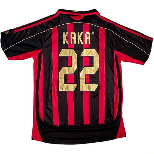 Camisa Milan Home KAKÀ 06/07 Retrô - Vermelha e Preta