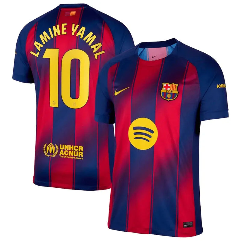 Camisa Barcelona 25/26 Lamine Yamal Torcedor Azul e Vermelha Masculina
