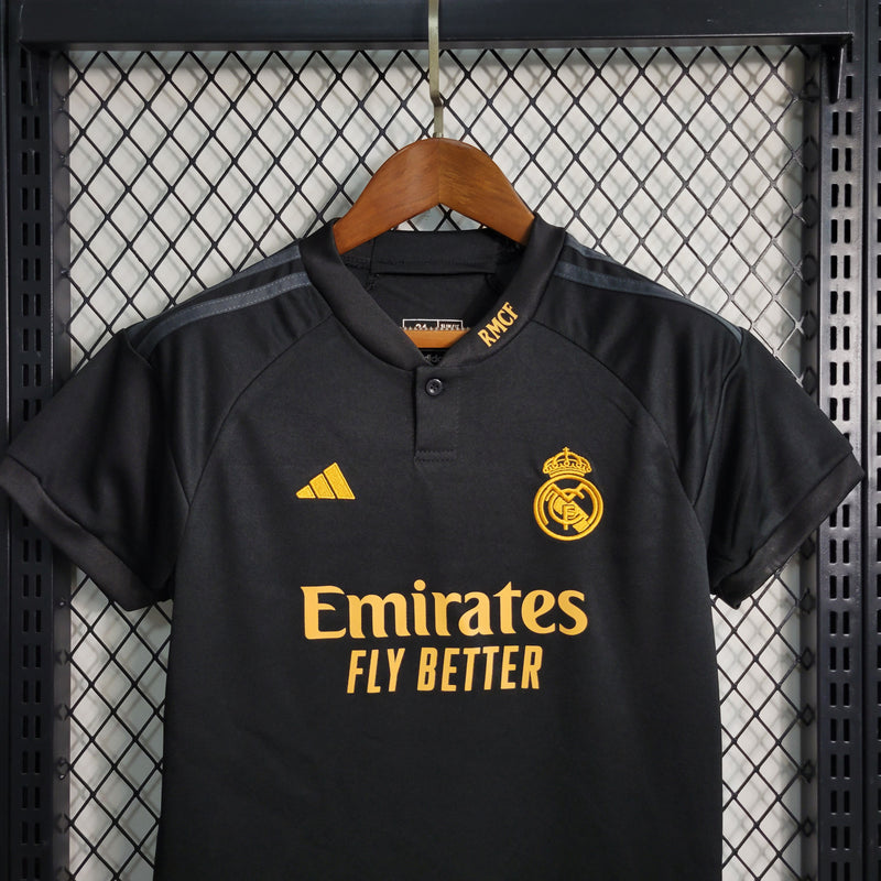 Conjunto Infantil Real Madrid III 23/24 - Preto