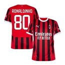 Camisa Milan Home 24/25 Torcedor Ronaldinho 80  Masculino (Personalização Ídolo)